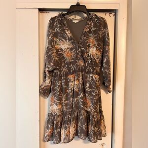 Size Large Midi Flower Print Dress